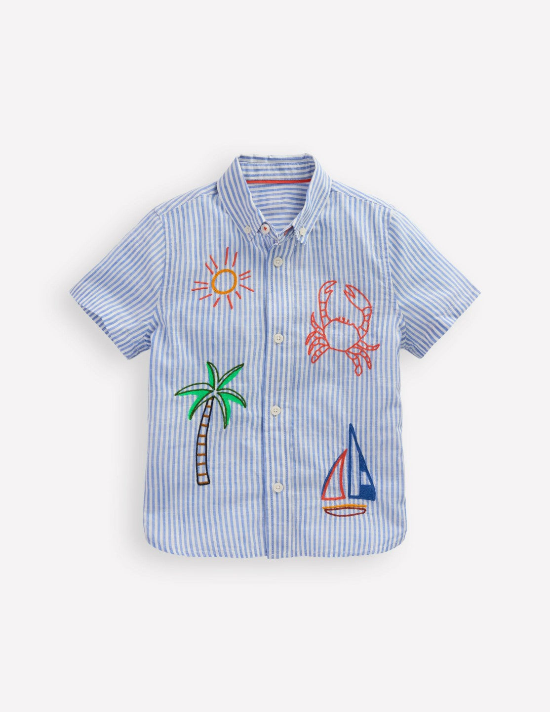 Embroidered Short Sleeve Shirt-Sea Side Embroidery / Boden us