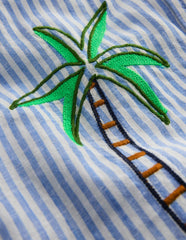 Embroidered Short Sleeve Shirt-Sea Side Embroidery / Boden us