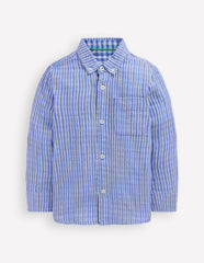 Double Cloth long Sleeve Shirt-Blue Stripe and Gingham / Boden Sale