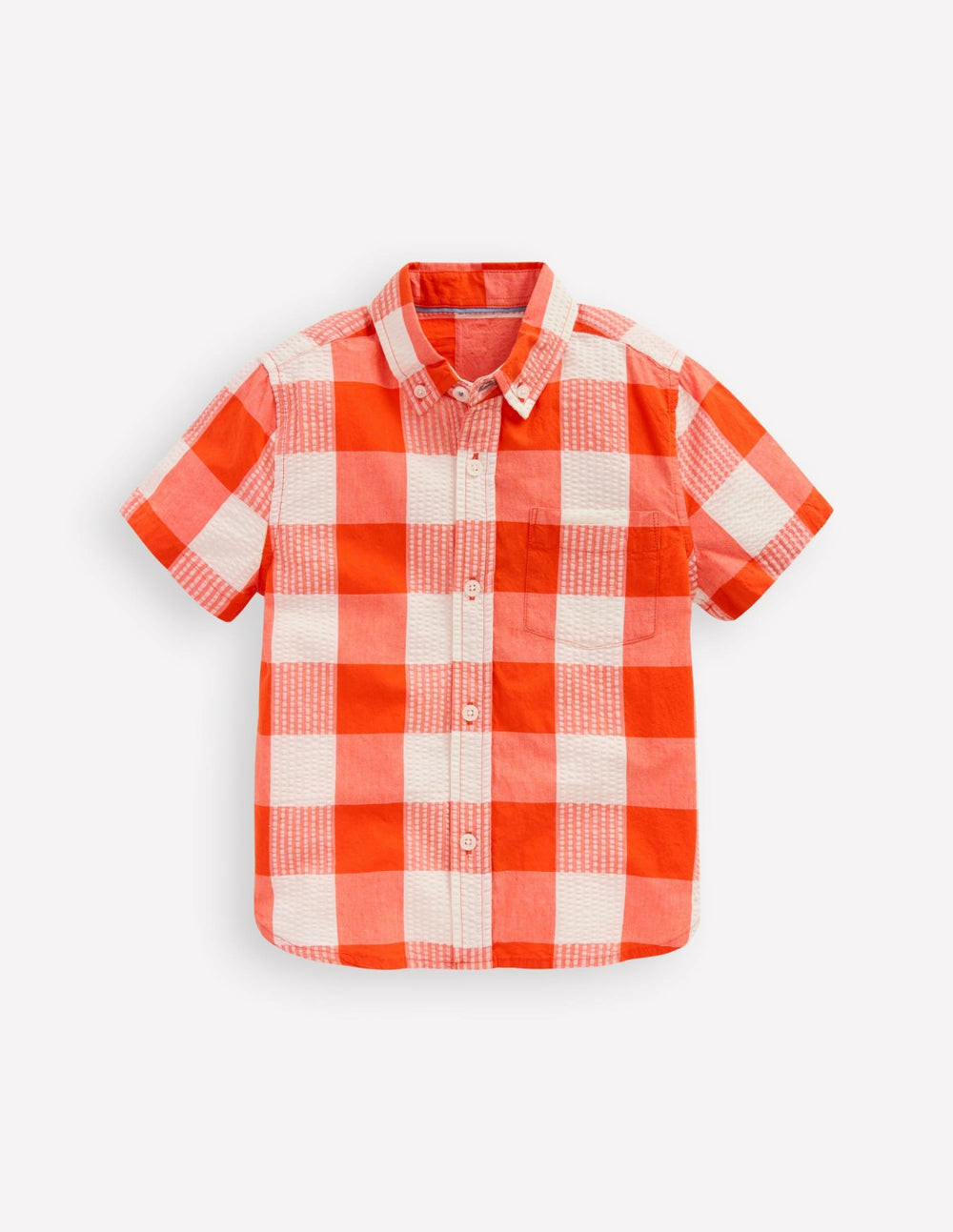 Cotton Gingham Shirt-Orange Seersucker / Boden Online