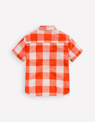 Cotton Gingham Shirt-Orange Seersucker / Boden Online