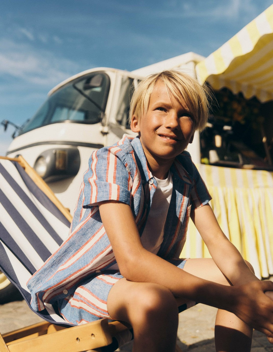 Cotton Linen Shirt-Triple Stripe / Boden Discount