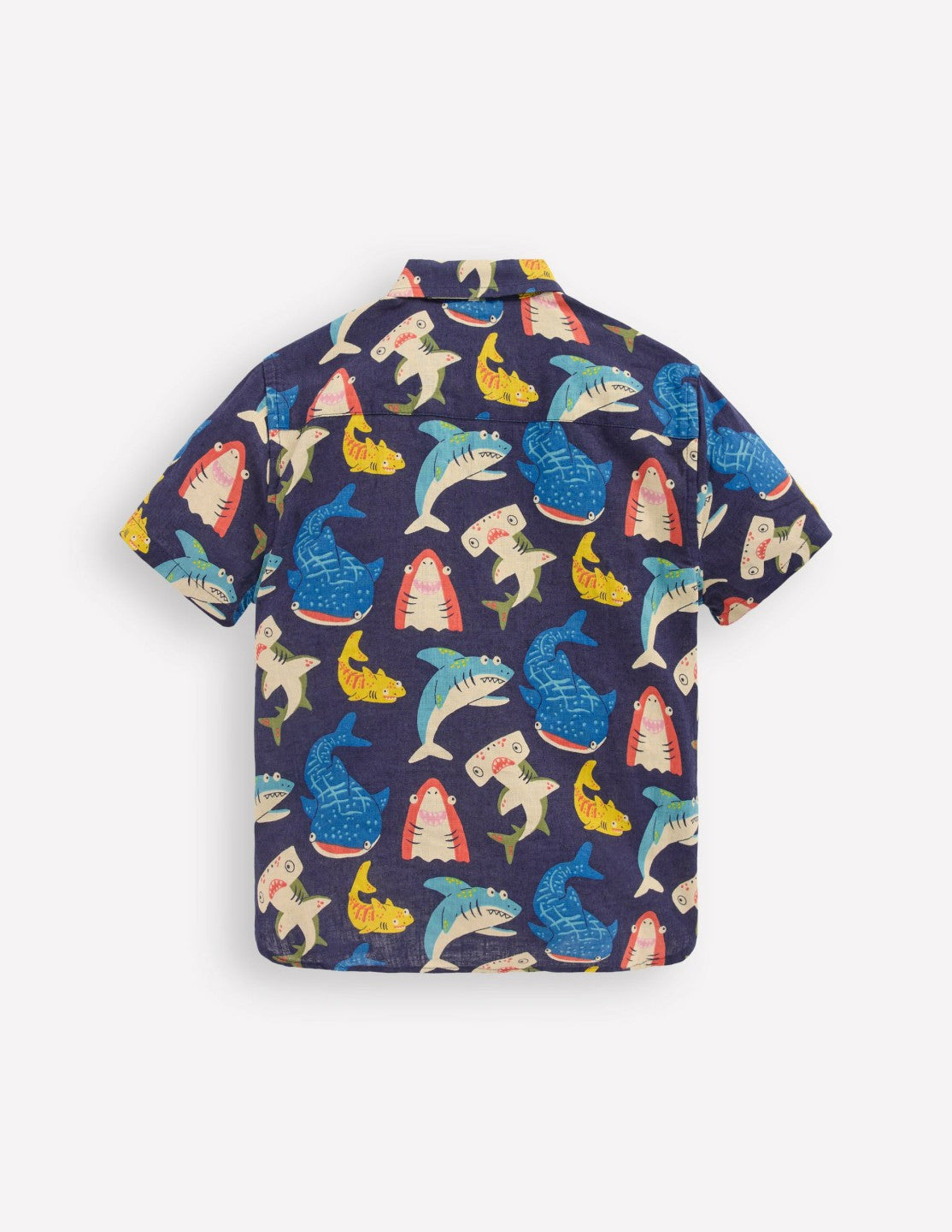Cotton Linen Shirt-College Navy Multi Sharks / Boden On sale