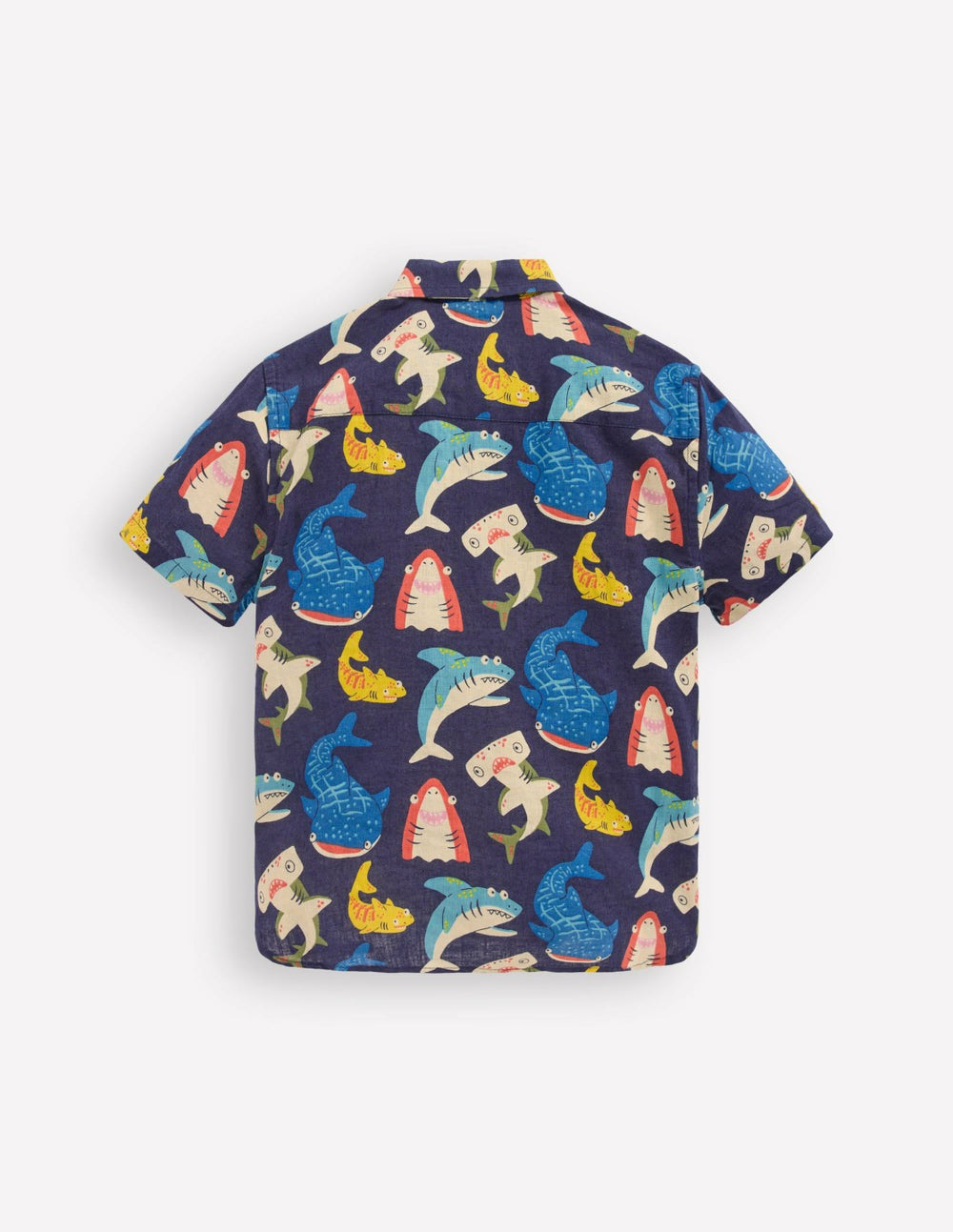 Cotton Linen Shirt-College Navy Multi Sharks / Boden On sale