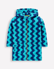 Towelling Zip-Up Throw-On-Blue Waves / Boden