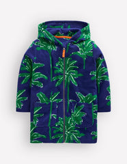 Towelling Zip-Up Throw-On-Starboard Blue Palm Trees / Boden Sale