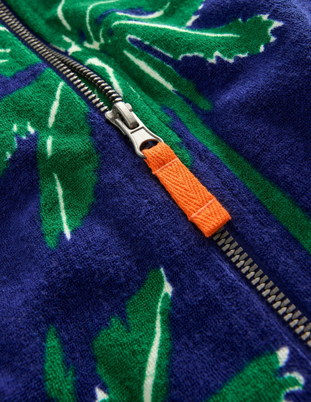 Towelling Zip-Up Throw-On-Starboard Blue Palm Trees / Boden Sale
