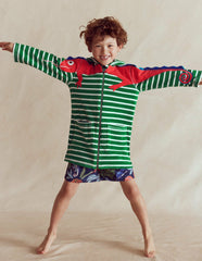 Fun Towelling Zip-up Throw On-Chameleon Green Stripe / Boden Online