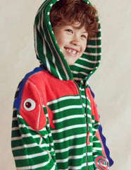 Fun Towelling Zip-up Throw On-Chameleon Green Stripe / Boden Online
