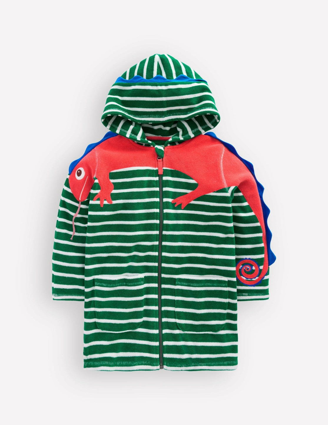 Fun Towelling Zip-up Throw On-Chameleon Green Stripe / Boden Online