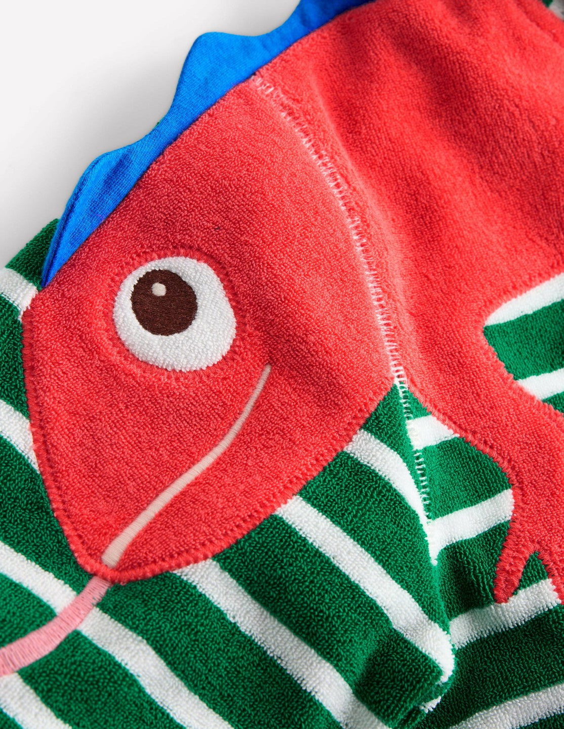 Fun Towelling Zip-up Throw On-Chameleon Green Stripe / Boden Online