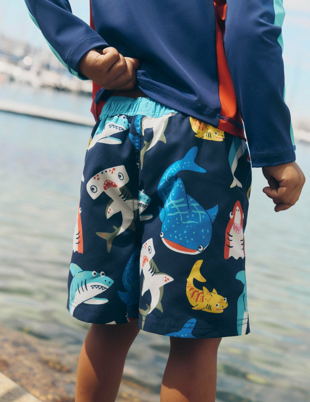 Swim Shorts-College Navy Sharks / Boden On sale