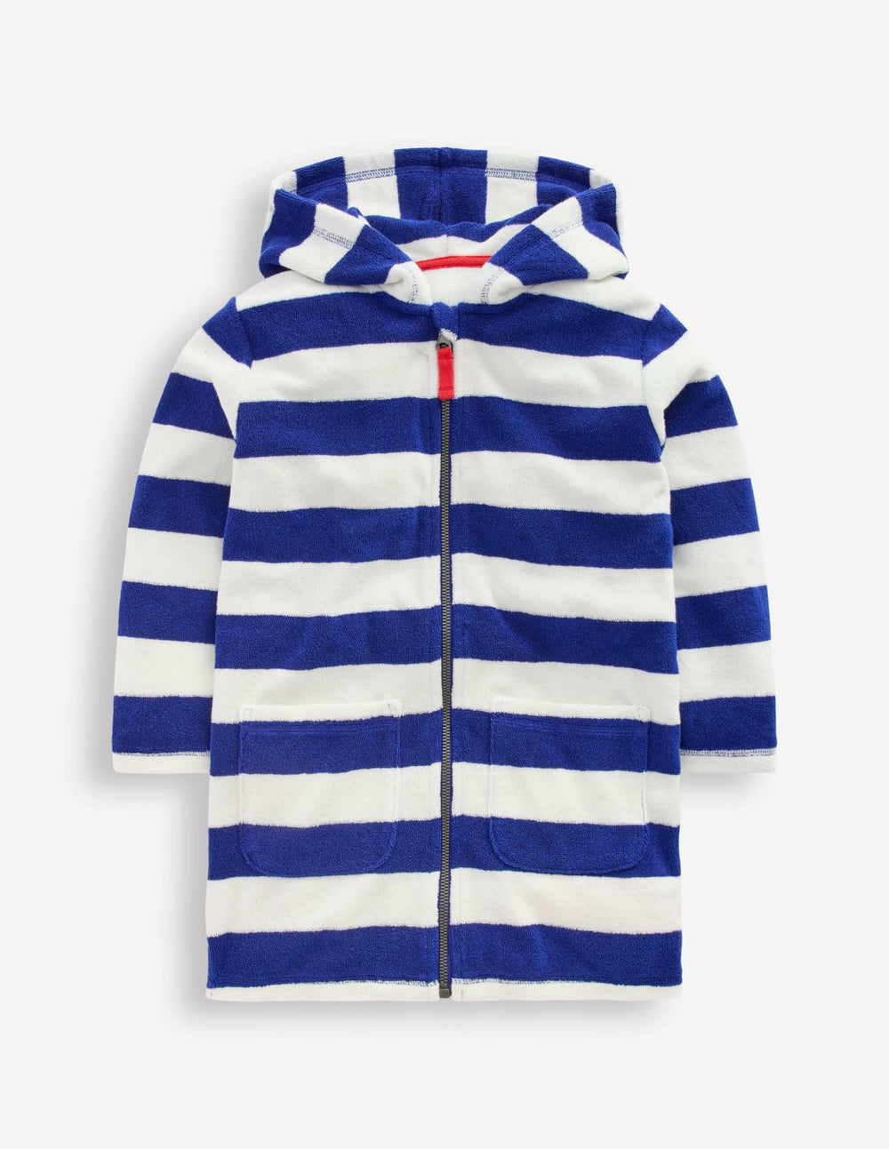 Towelling Zip-Up Throw-On-Sapphire Blue Stripe / Boden Outlet