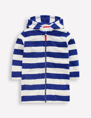 Towelling Zip-Up Throw-On-Sapphire Blue Stripe / Boden Outlet
