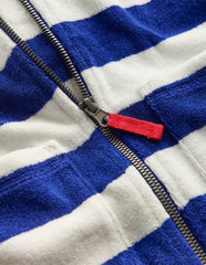 Towelling Zip-Up Throw-On-Sapphire Blue Stripe / Boden Outlet