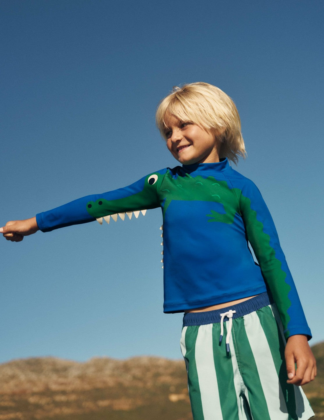 Sun Safe Fun Rash Vest-Blue Croc / Boden Sale
