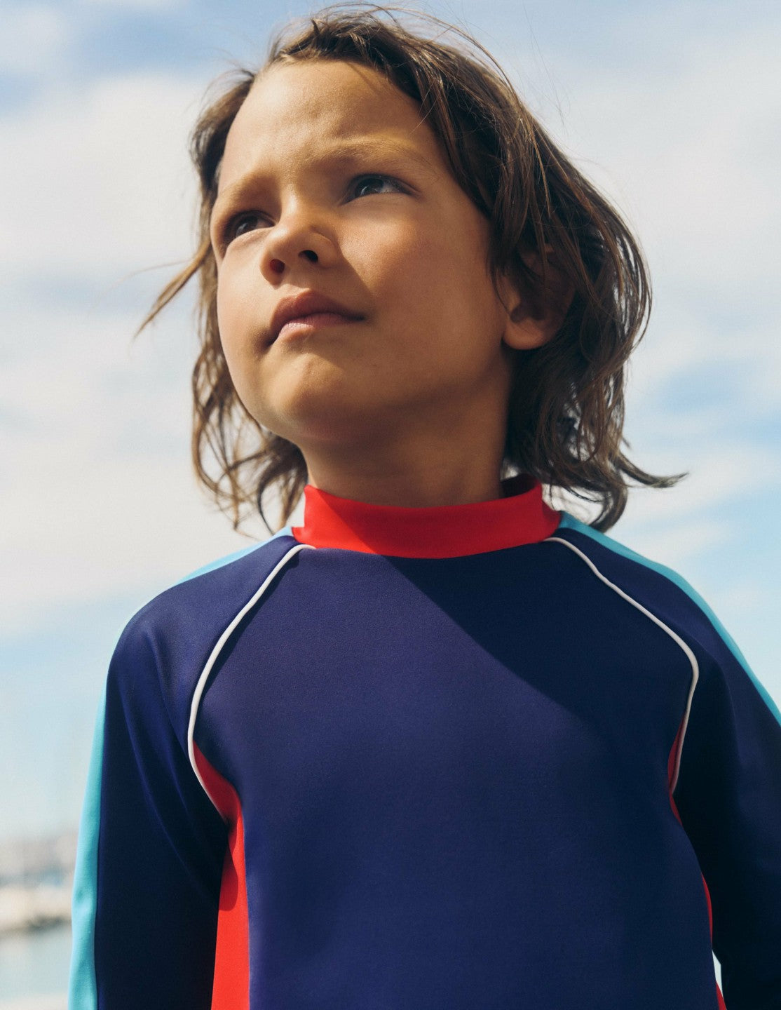 Sun Safe Col Block Rash Vest-Mazarine Blue / Boden Online
