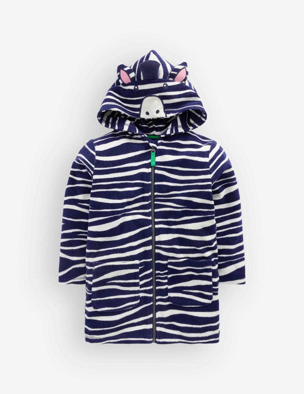 Fun Towelling Zip-up Throw On-Zebra / Boden