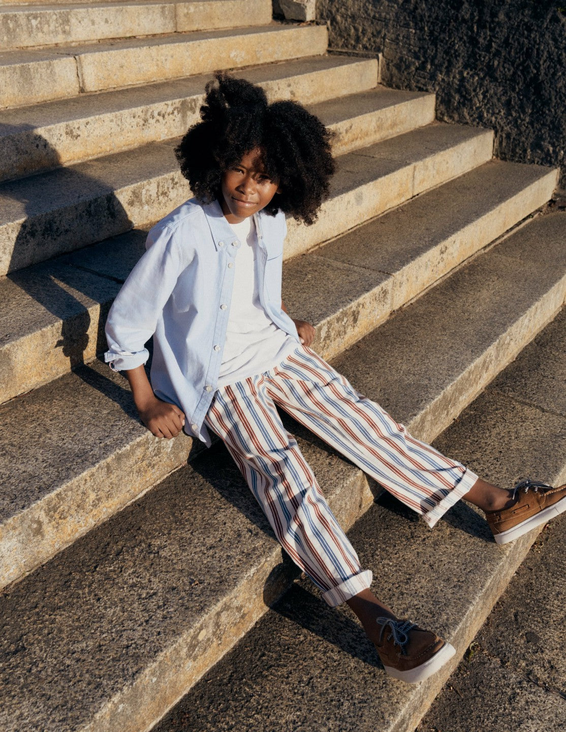 Relaxed Straight Jeans-Blue and Red Stripe / Boden Discount
