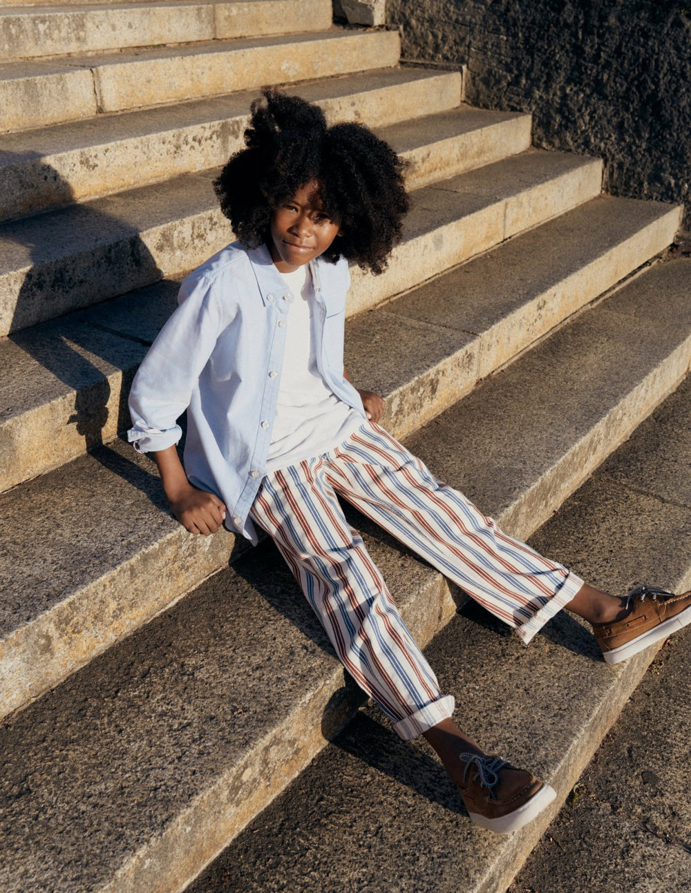 Relaxed Straight Jeans-Blue and Red Stripe / Boden Discount