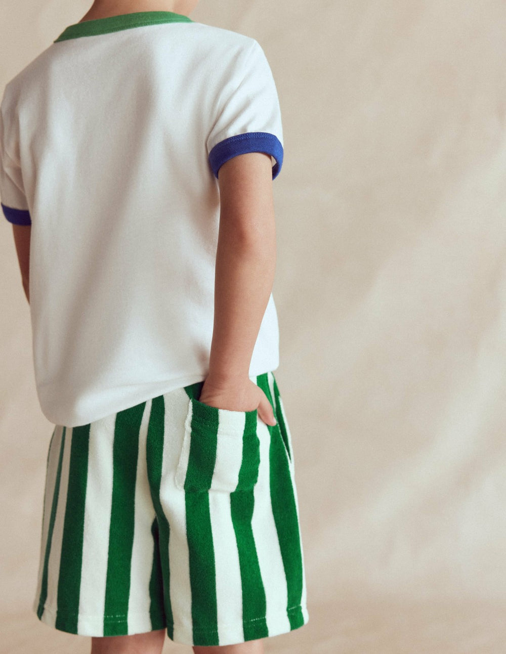 Towelling Shorts-Green and Ivory Stripe / Boden us
