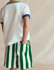 Towelling Shorts-Green and Ivory Stripe / Boden us