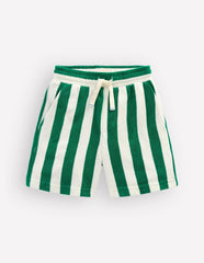 Towelling Shorts-Green and Ivory Stripe / Boden us