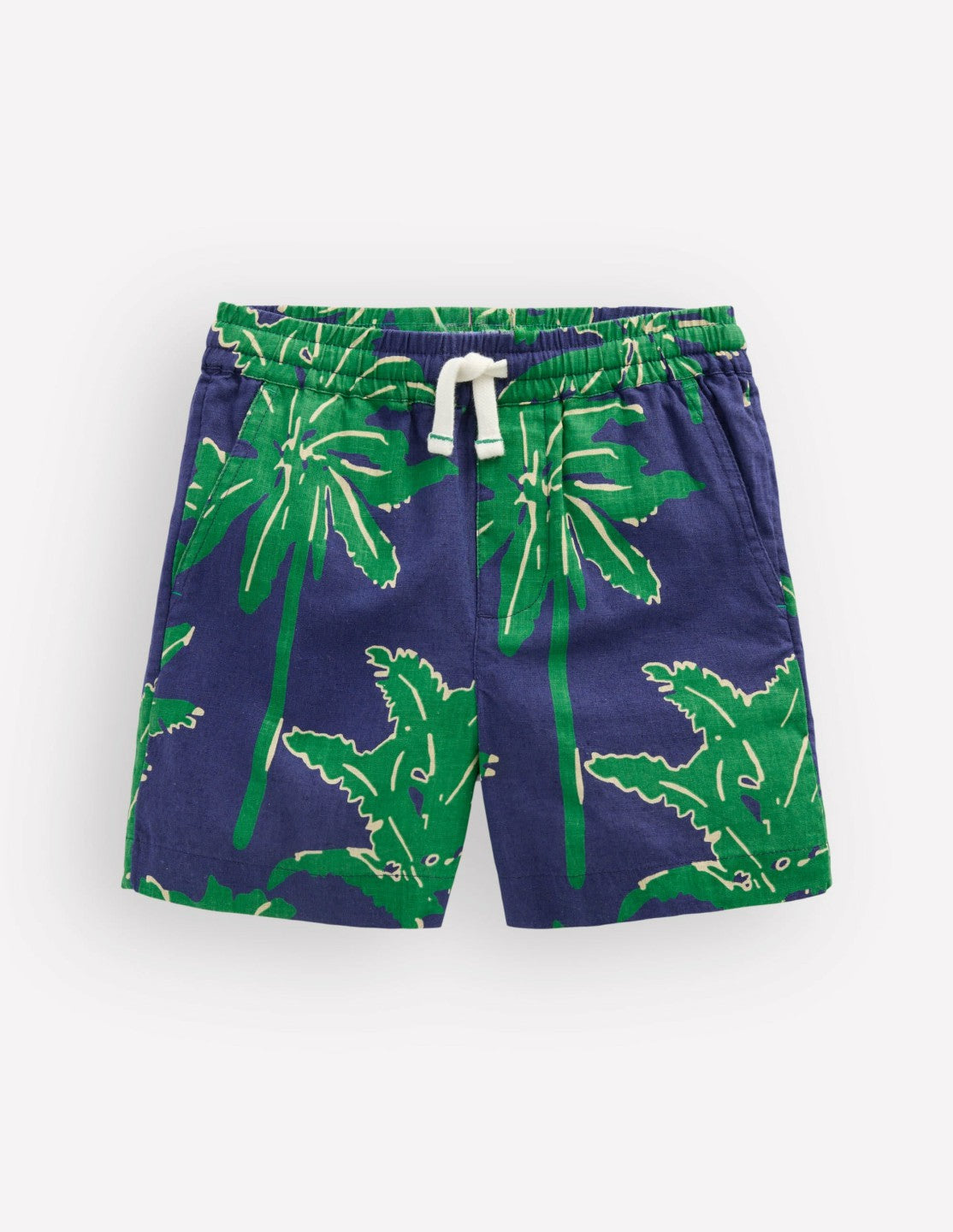 Cotton Linen Shorts-Green Palm Trees / Boden Sale