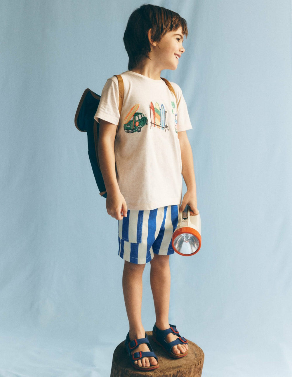 Cotton Pocket Shorts-Blue Stripe / Boden On sale