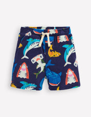 Towelling Shorts-Navy Sharks / Boden Sale