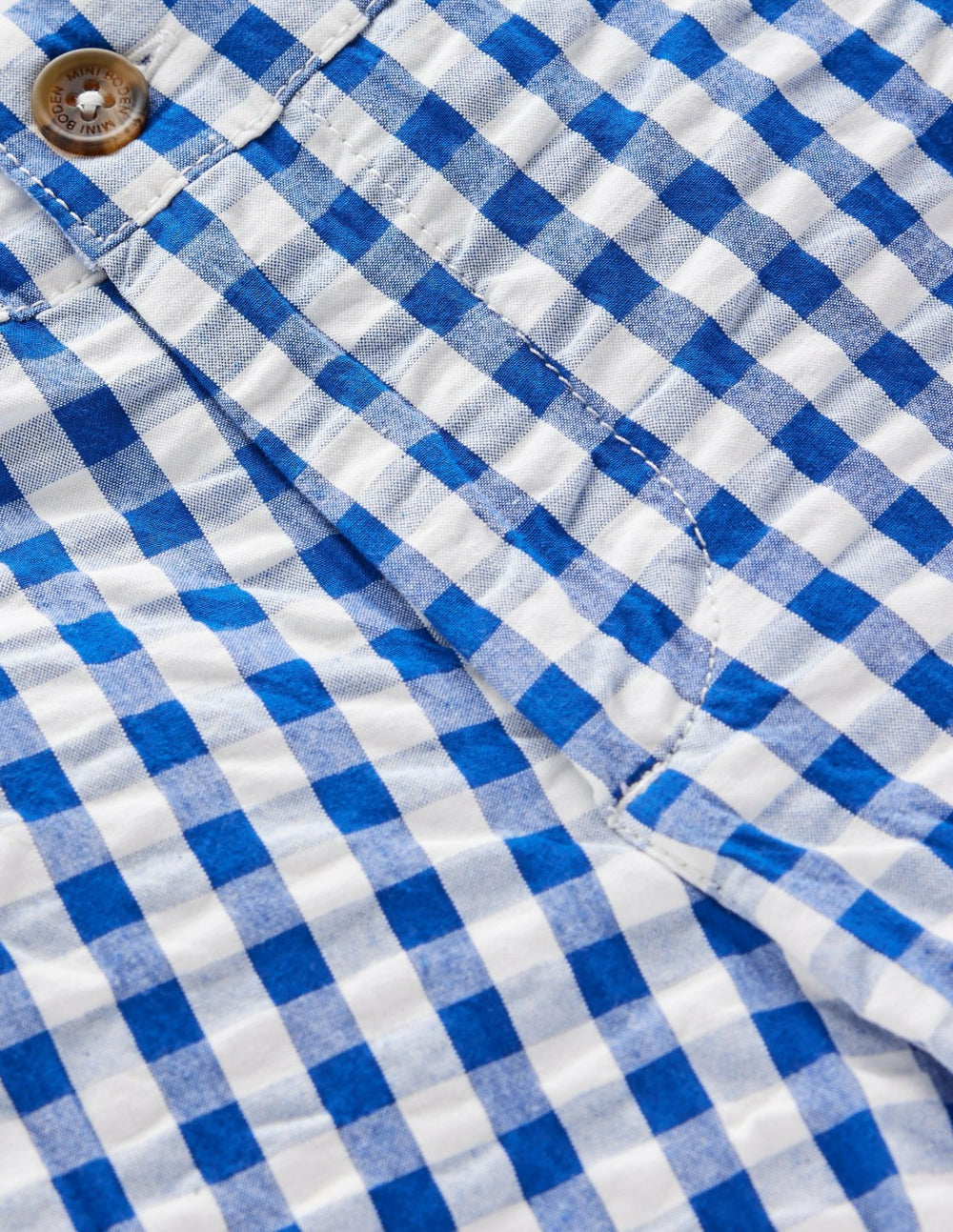Textured Shorts-Blue Gingham / Boden Outlet