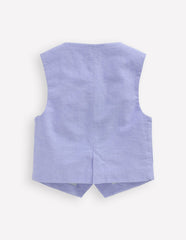 Cotton Oxford Waistcoat-Blue Oxford / Boden