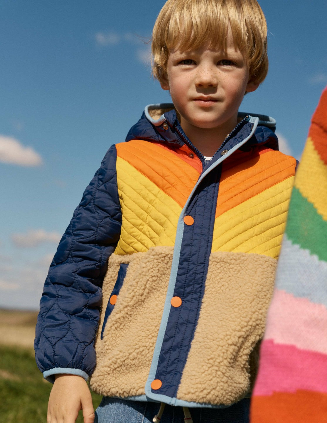 Chevron Borg Jacket-Orange Multi / Boden us