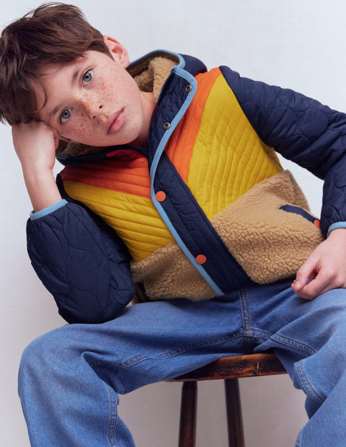 Chevron Borg Jacket-Orange Multi / Boden us