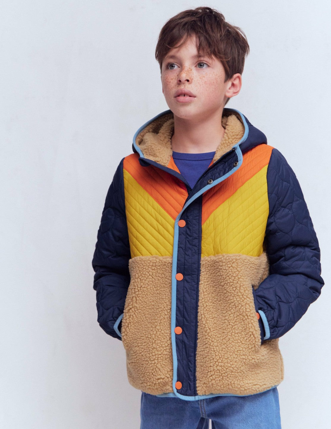 Chevron Borg Jacket-Orange Multi / Boden us