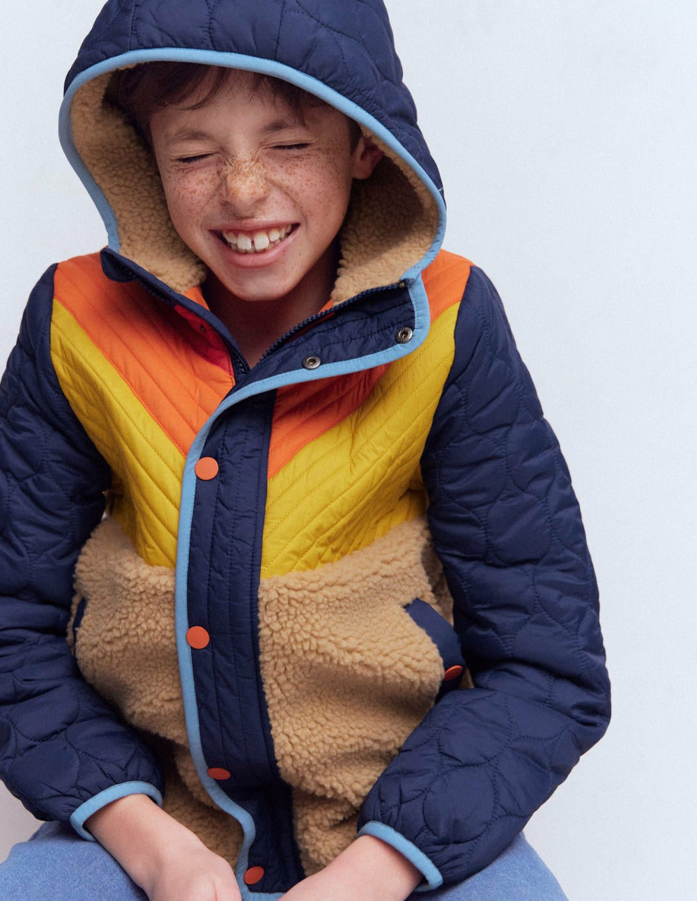 Chevron Borg Jacket-Orange Multi / Boden us