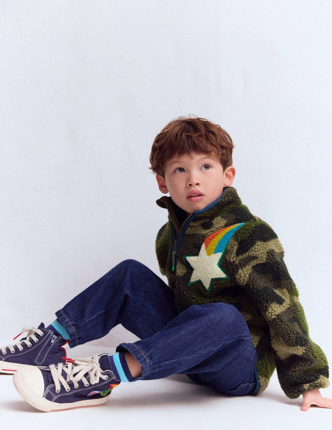 Cosy Borg Jacket-Camo Badges / Boden
