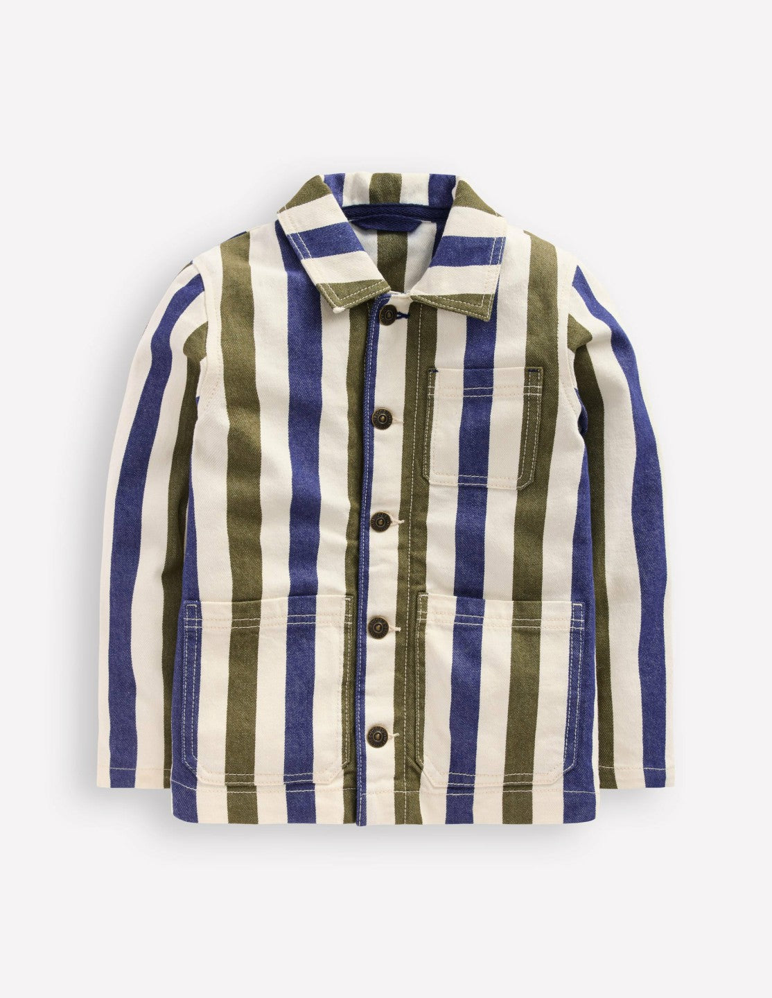 Twill Jacket-Blue and Green Stripe / Boden Outlet