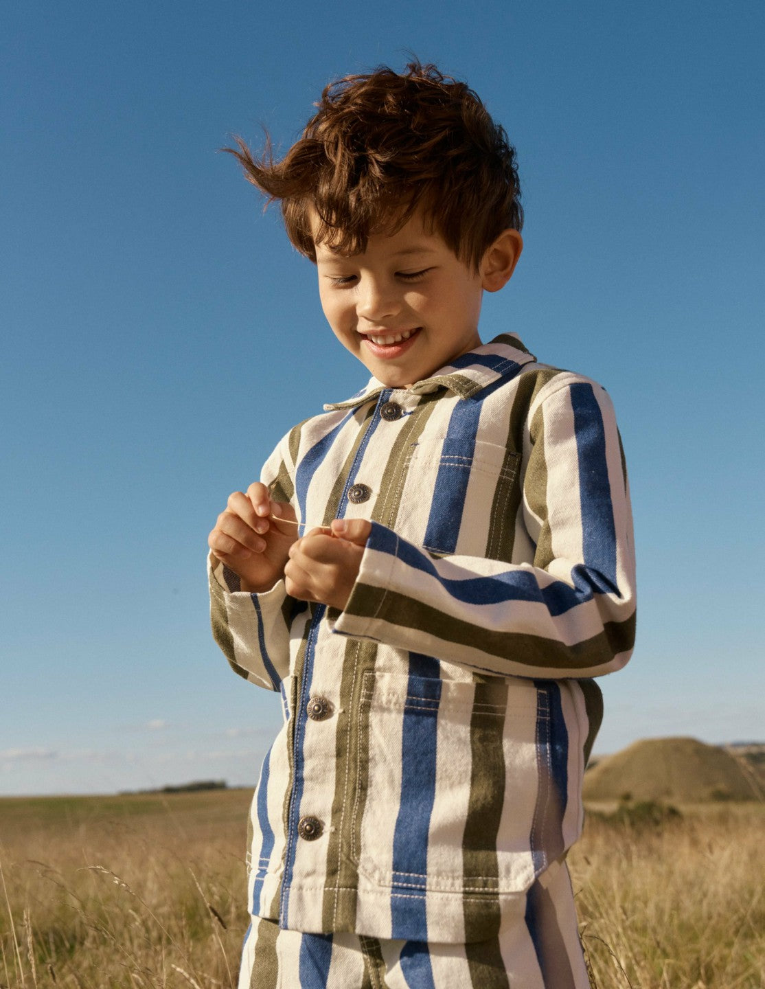 Twill Jacket-Blue and Green Stripe / Boden Outlet