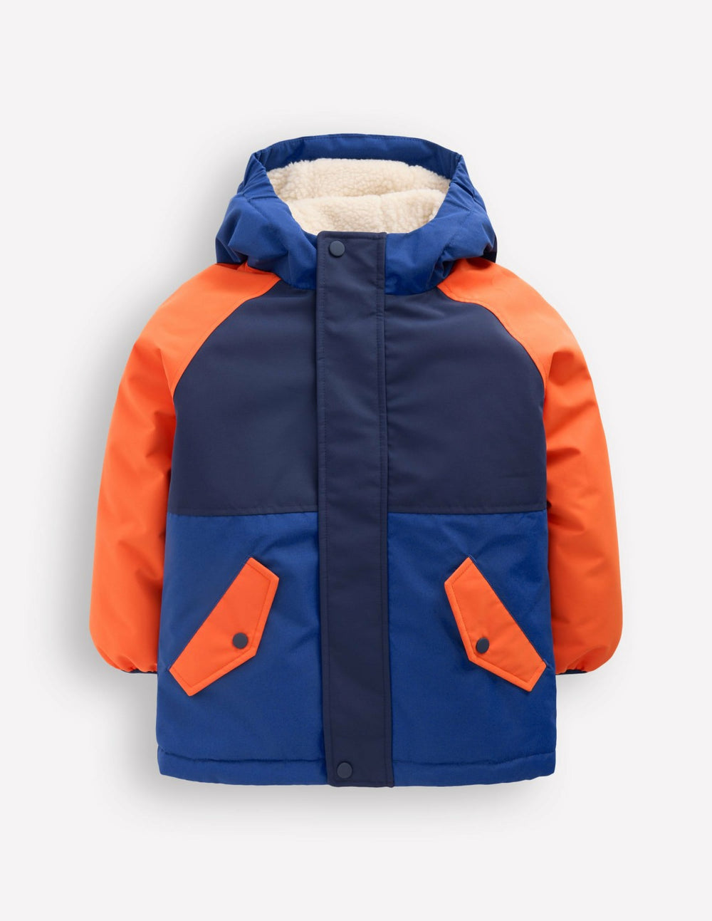 Boys Borg Lined Anorak-Orange Colour Block / Boden Sale