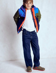 Quilted Borg Jacket-Classic Khaki Colourblock / Boden Discount
