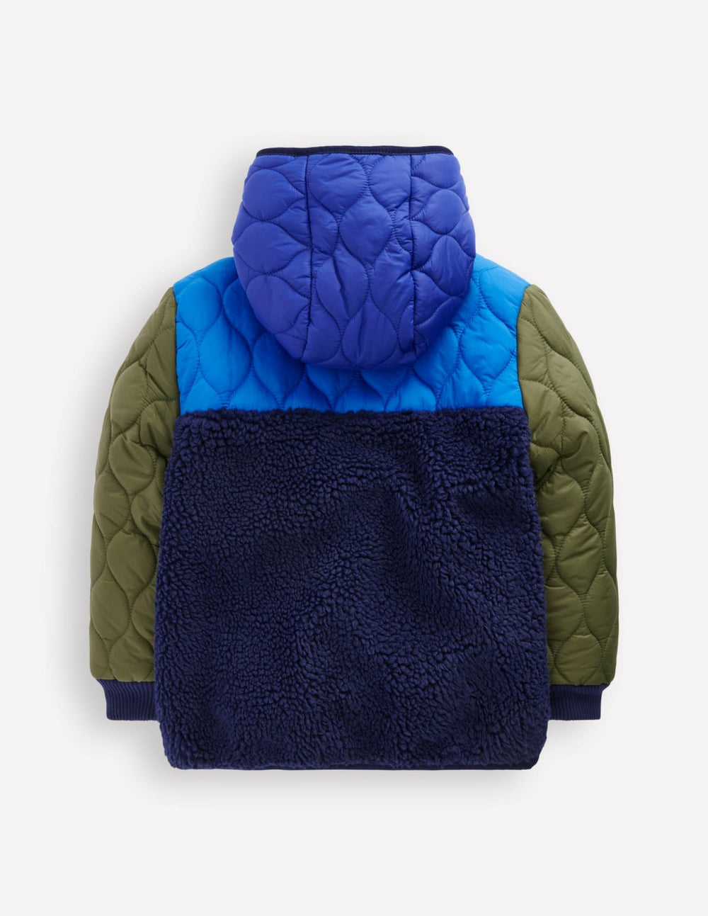 Quilted Borg Jacket-Classic Khaki Colourblock / Boden Discount