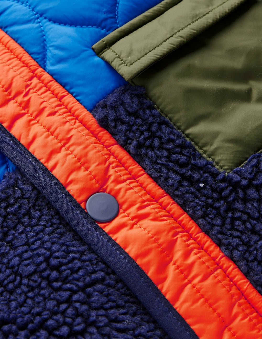 Quilted Borg Jacket-Classic Khaki Colourblock / Boden Discount