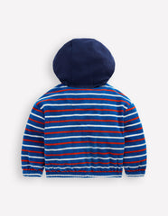 Towelling Zip-through Hoody-Blue Multi Stripe / Boden Discount