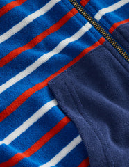 Towelling Zip-through Hoody-Blue Multi Stripe / Boden Discount