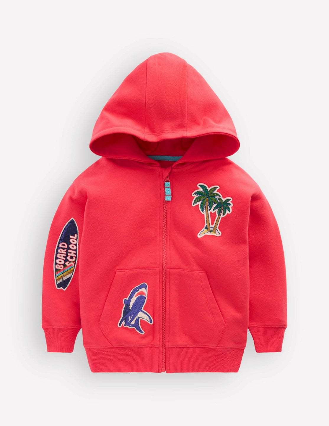 Badge Superstitch Hoodie-Jam Red Holiday / Boden On sale