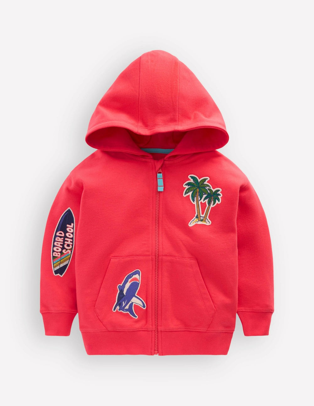Badge Superstitch Hoodie-Jam Red Holiday / Boden On sale