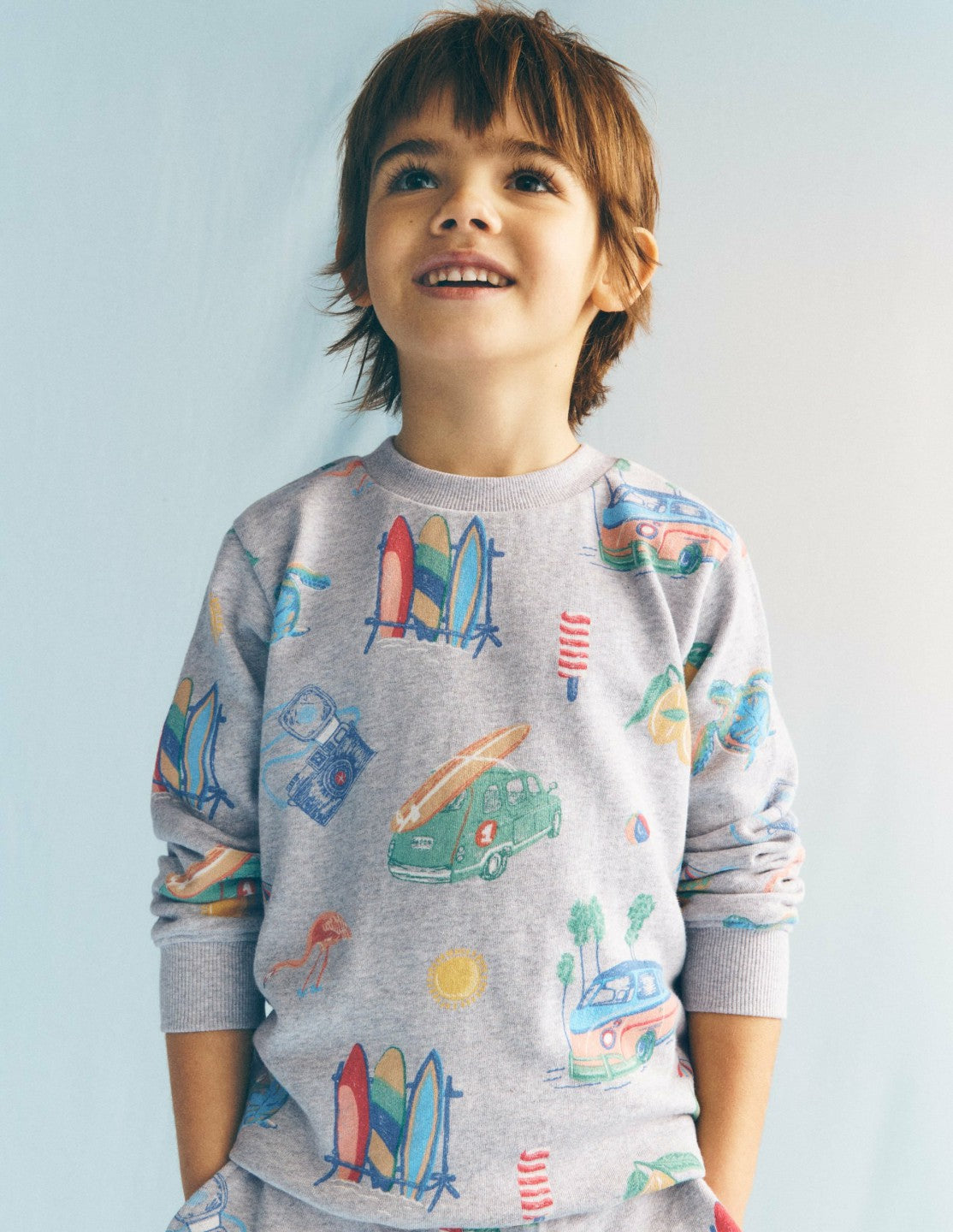 Everyday Printed Sweatshirt-Grey Marl Sketchy Holiday / Boden us