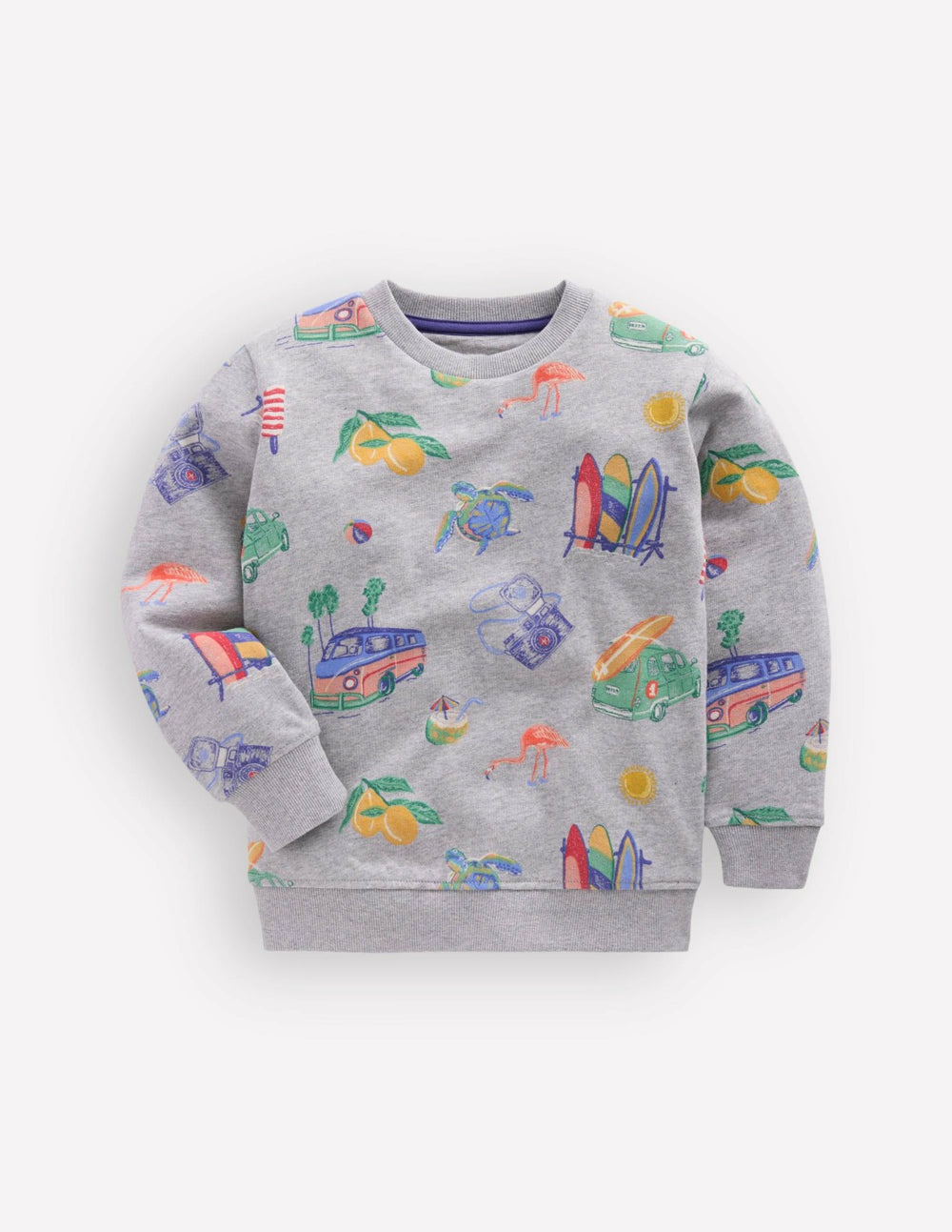 Everyday Printed Sweatshirt-Grey Marl Sketchy Holiday / Boden us
