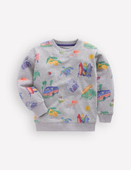 Everyday Printed Sweatshirt-Grey Marl Sketchy Holiday / Boden us